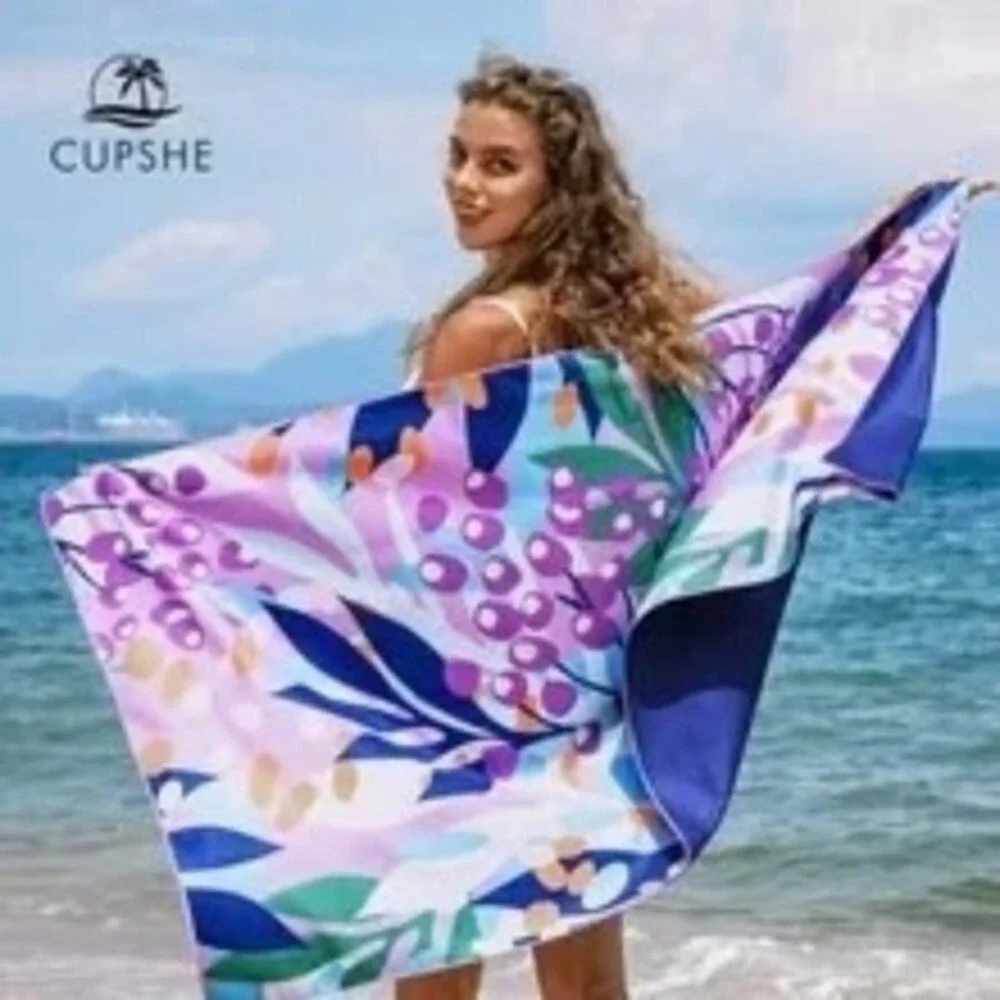 Cupshe Floral Beach Towel Soft Quick‎ Dry Yoga Towel Swimming Beach Pool
